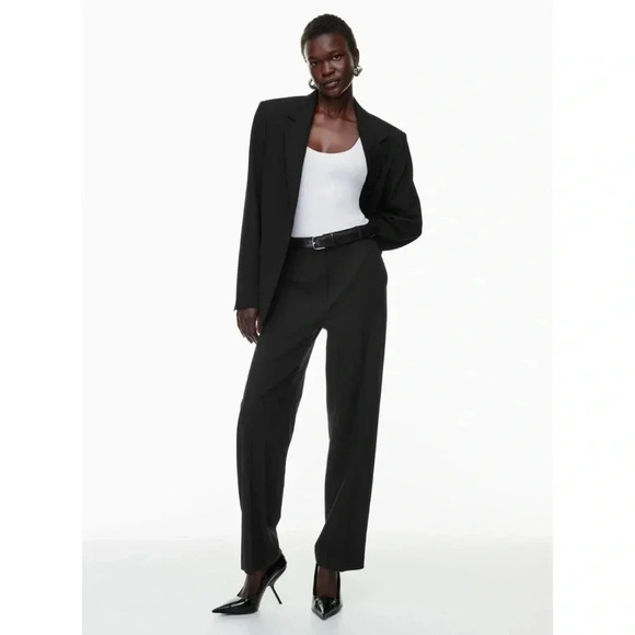 NWT Aritzia Babaton Agency Pant Wool Twill HIgh Waisted Trousers in Black Short - Picture 3 of 16